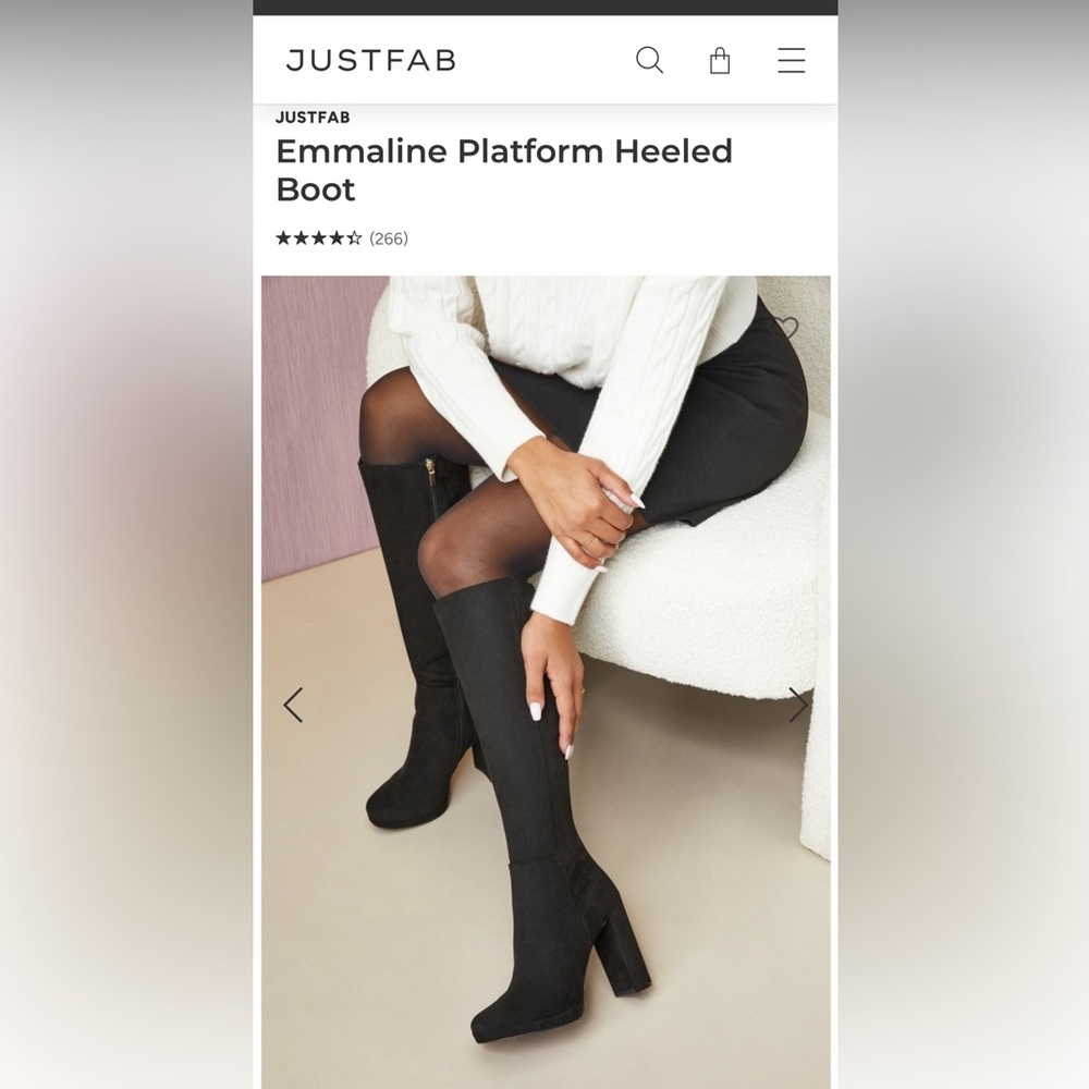 Just Fab Emmaline Platform Heeled Boots in black suede